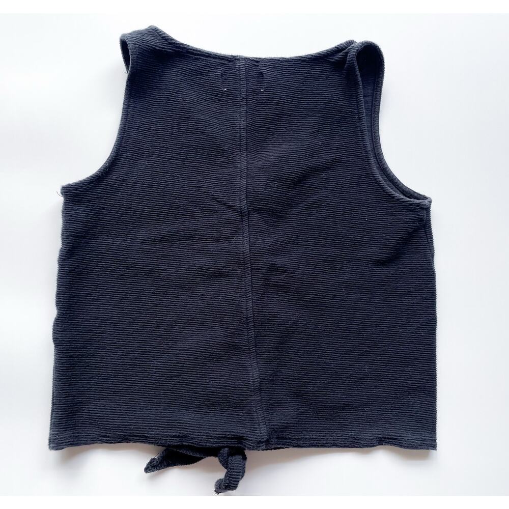 Madewell Black Textured Tie Front Button Down Tank Top Size Small - Picture 5 of 6